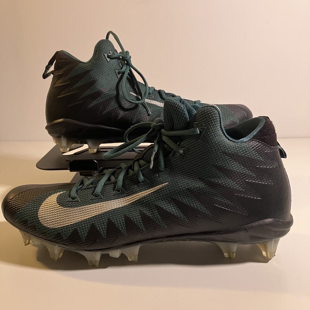 Nike Alpha Cleats Size 15 Football Menace Shoes Teal Black‎ Silver Molded Studs